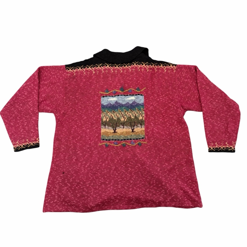 Icelandic Designs Cardigan Sweater Embroidered Cottagecore Linen Cotton XL - Picture 3 of 9